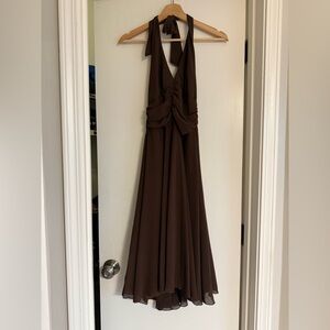Vintage Y2k Alyn Paige Dark Chocolate Brown Halter Dress